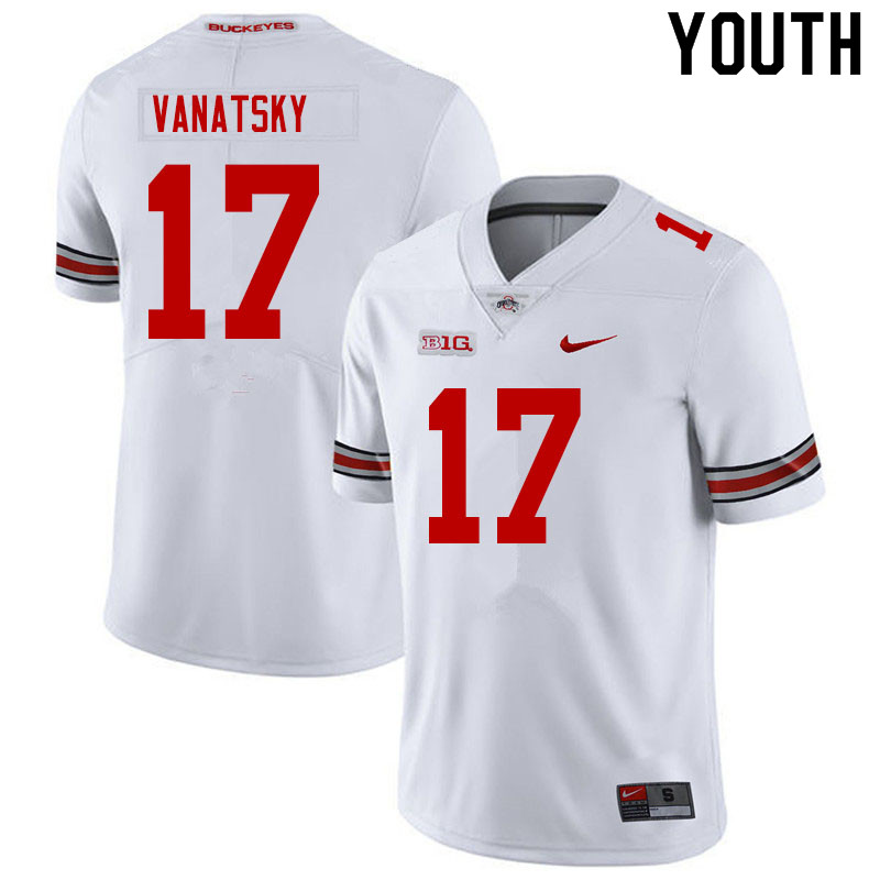 Ohio State Buckeyes Danny Vanatsky Youth #17 White Authentic Stitched College Football Jersey